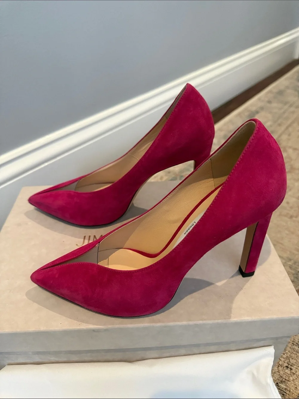 Jimmy Choo Fuchsia Suede Pointed-Toe Stiletto Pumps